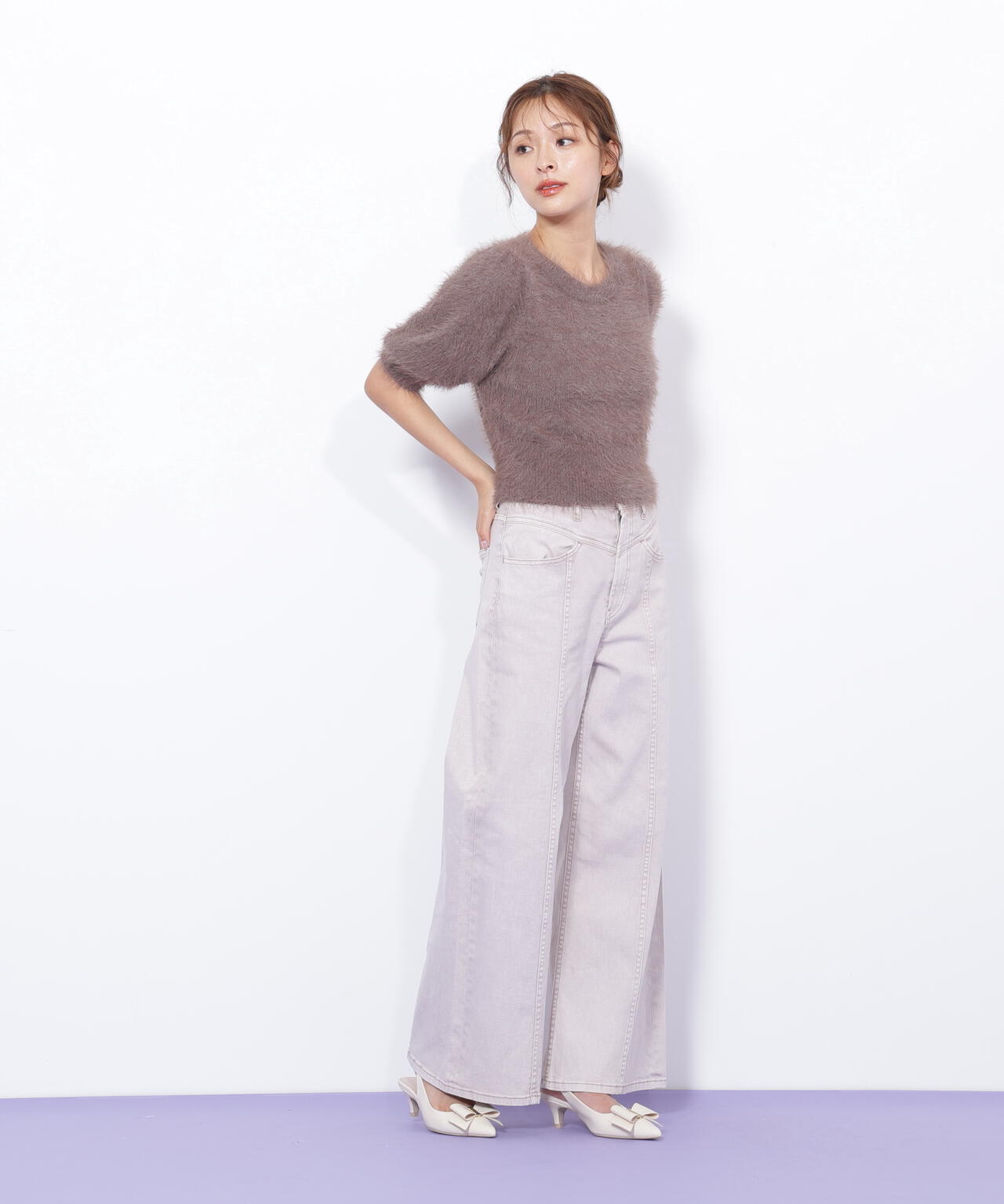 切替えデザインデニムパンツ