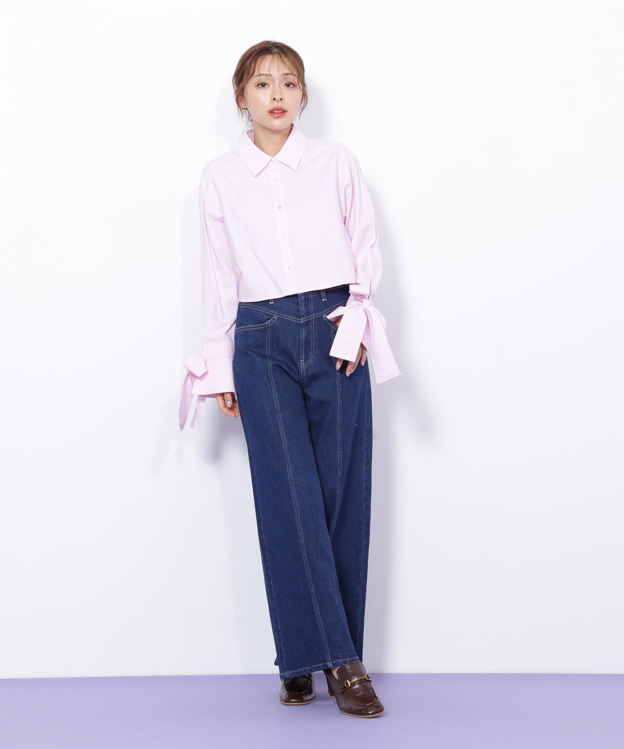 切替えデザインデニムパンツ