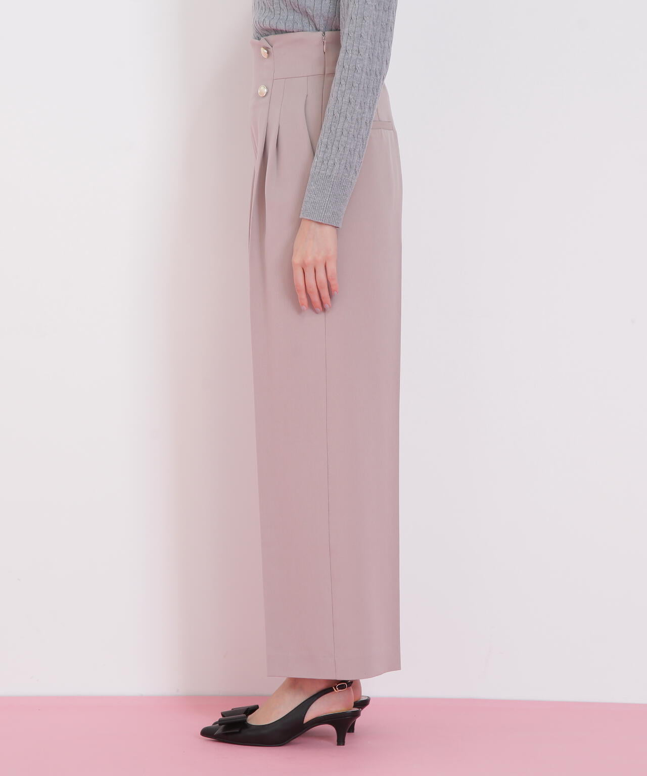 メタル釦ストレートイージーパンツ