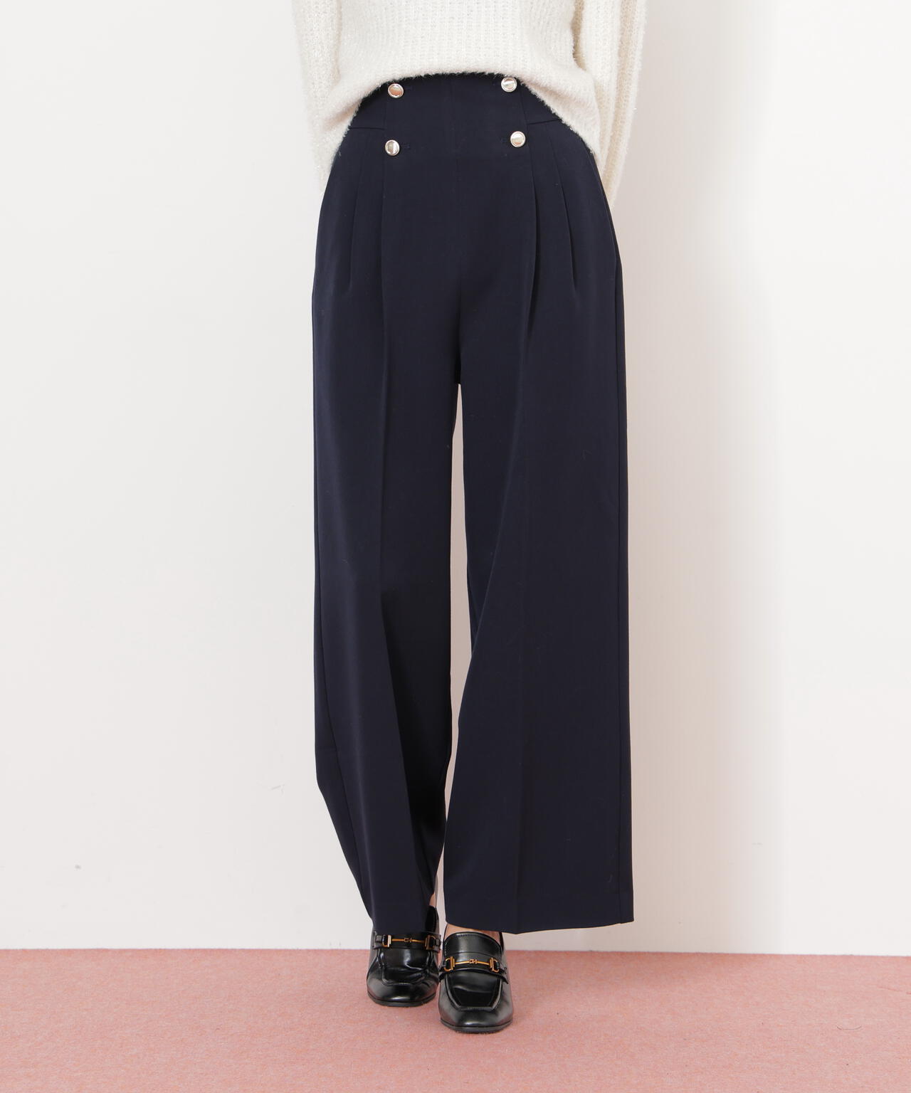 メタル釦ストレートイージーパンツ