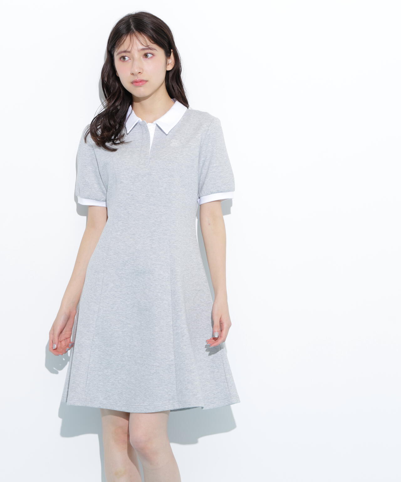 ポロ衿カットソーワンピース