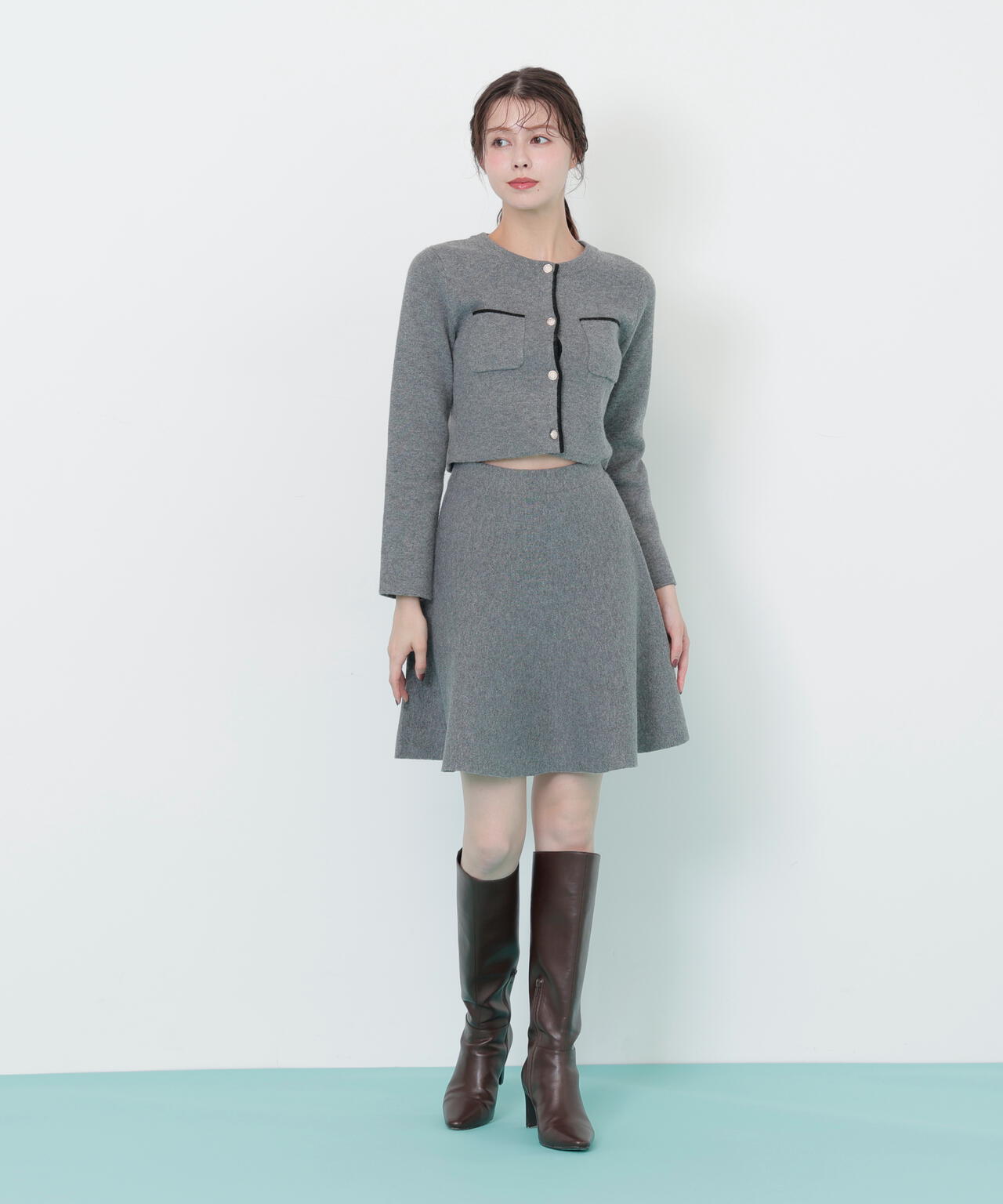 ファーティッペットニットセットアップ