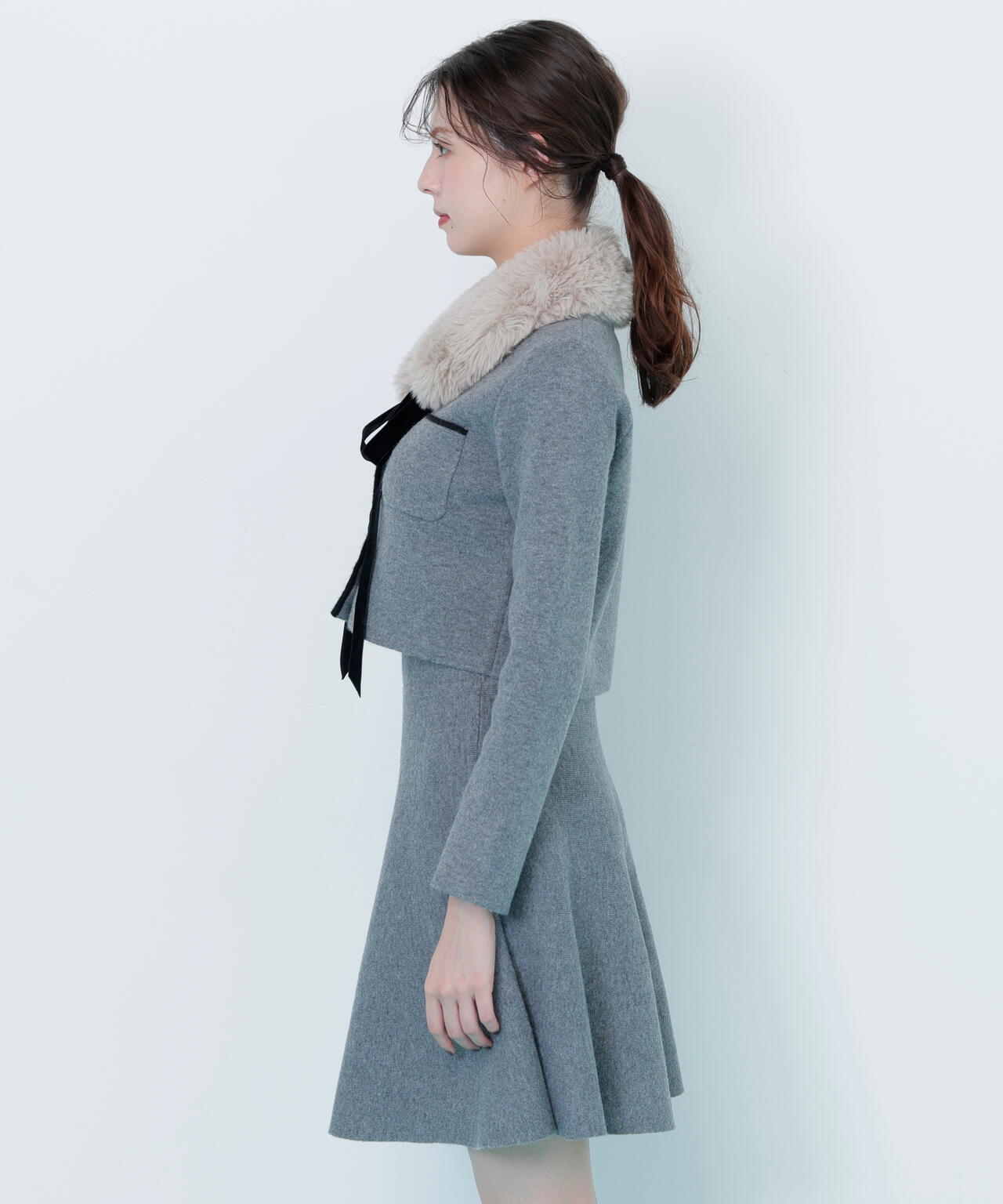 ファーティッペットニットセットアップ