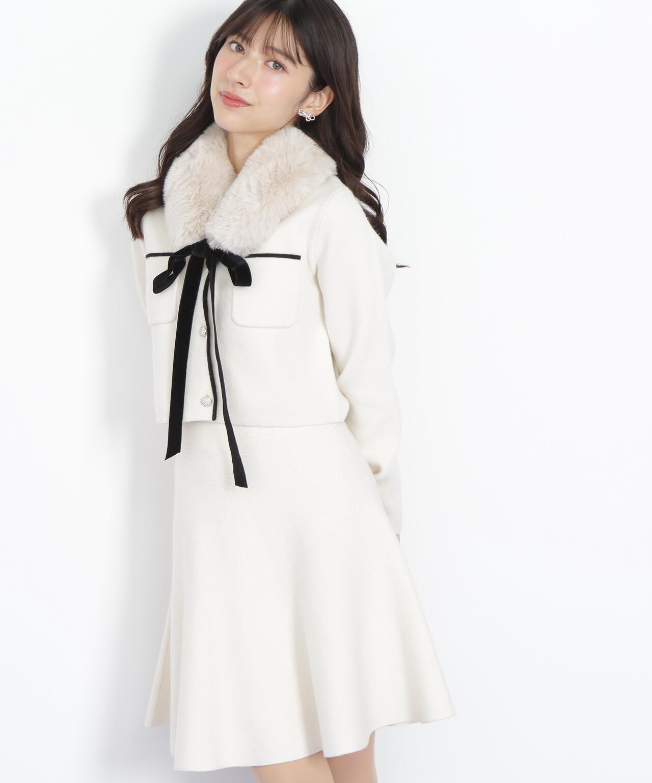 ファーティッペットニットセットアップ