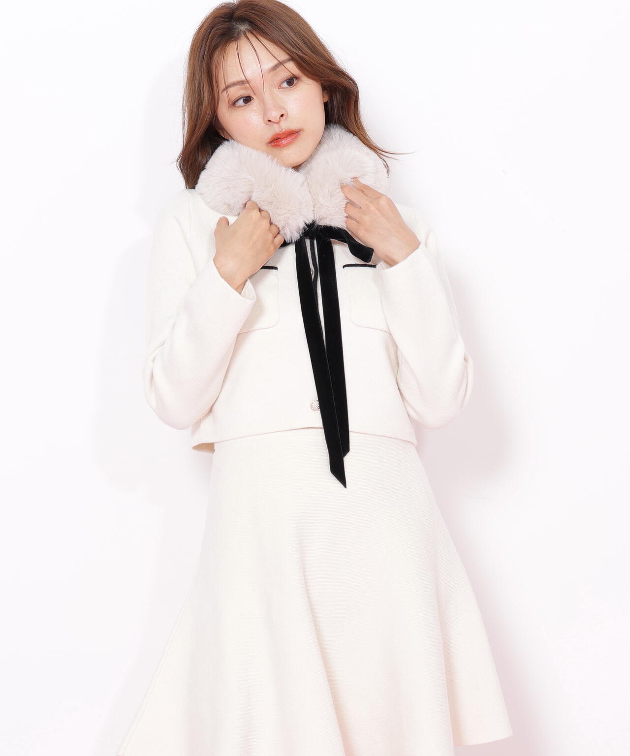 ファーティッペットニットセットアップ