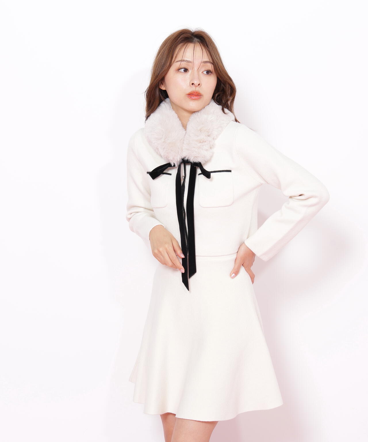 ファーティッペットニットセットアップ