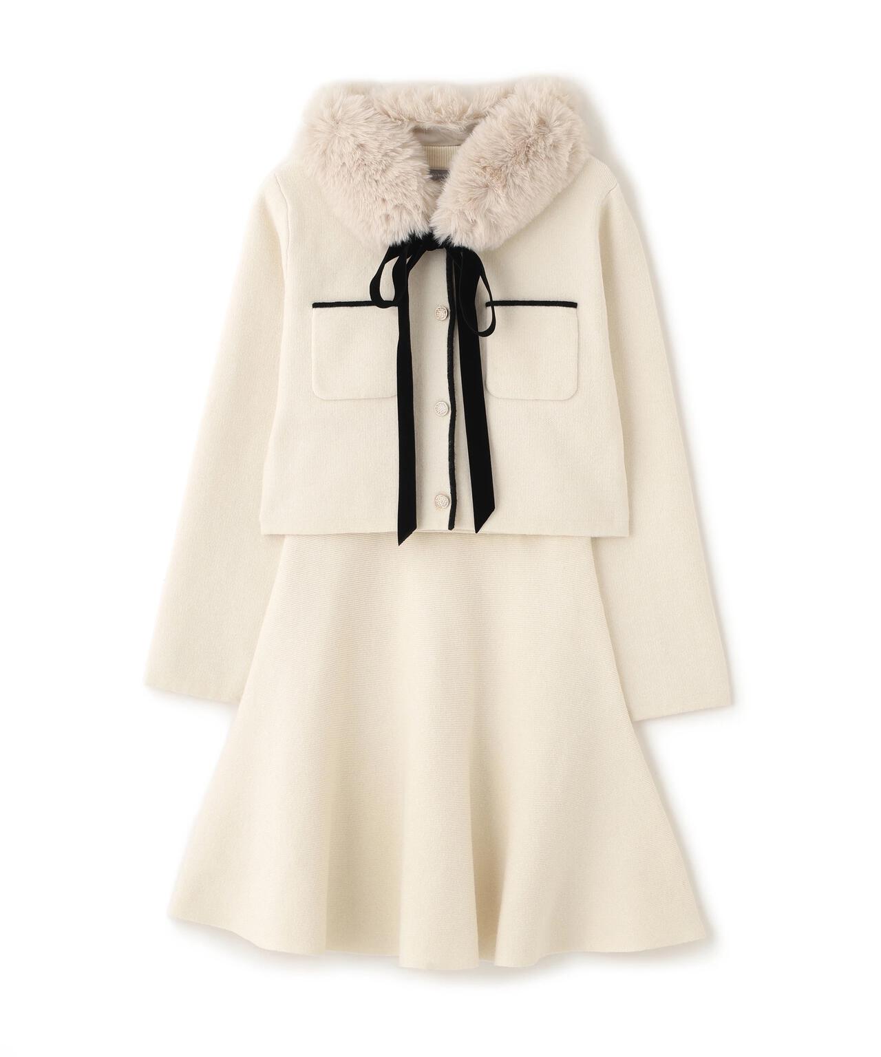 ファーティッペットニットセットアップ