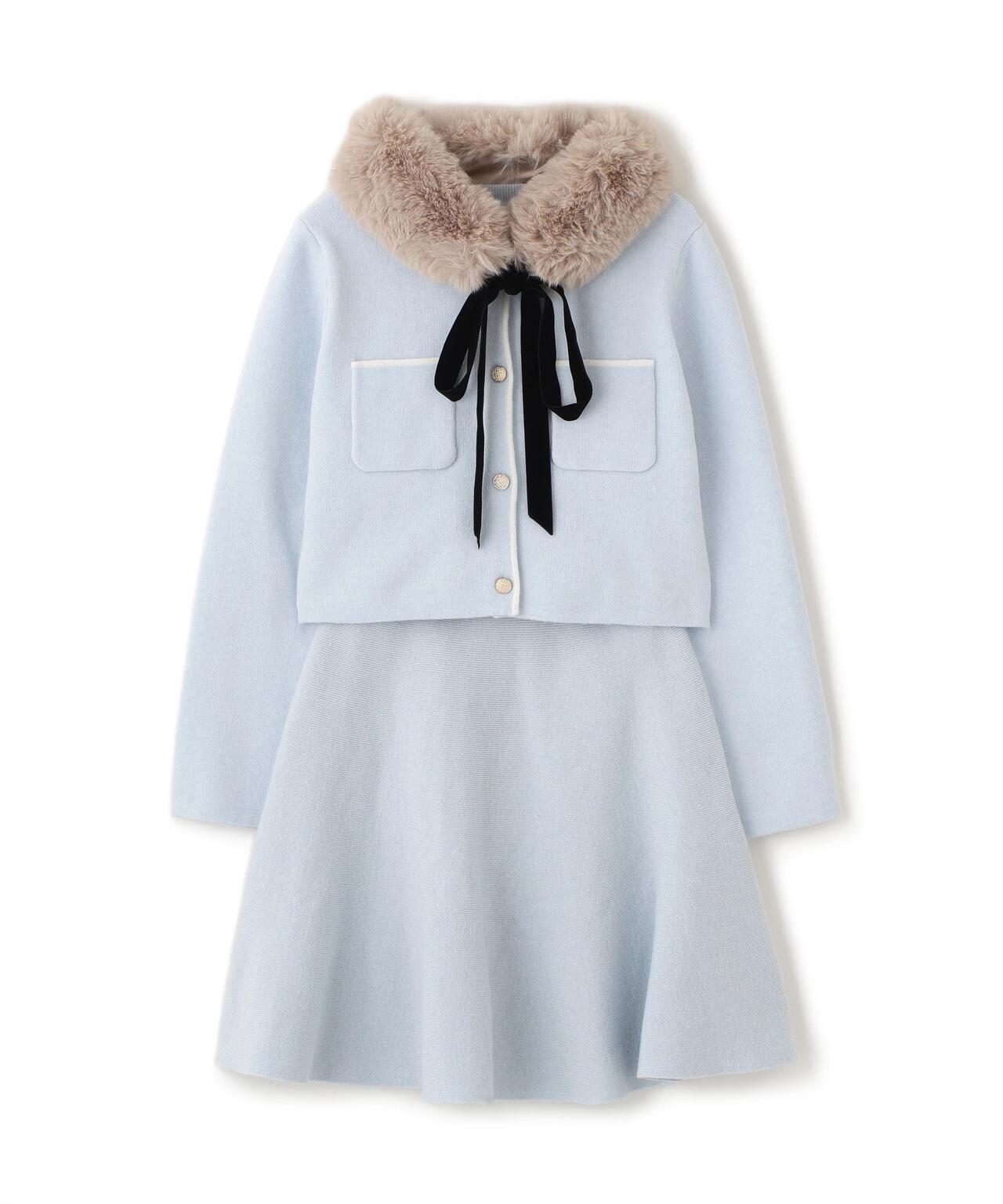 ファーティッペットニットセットアップ