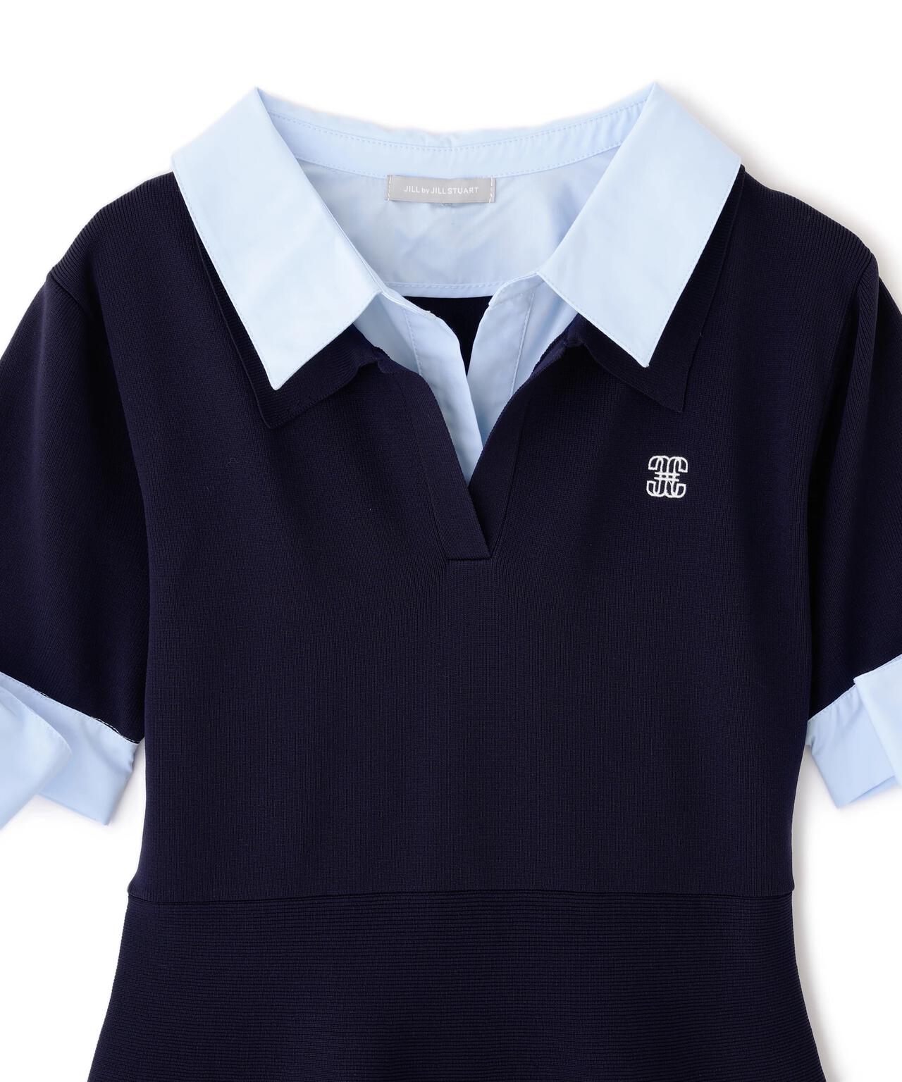 ダブルカラーニットワンピース