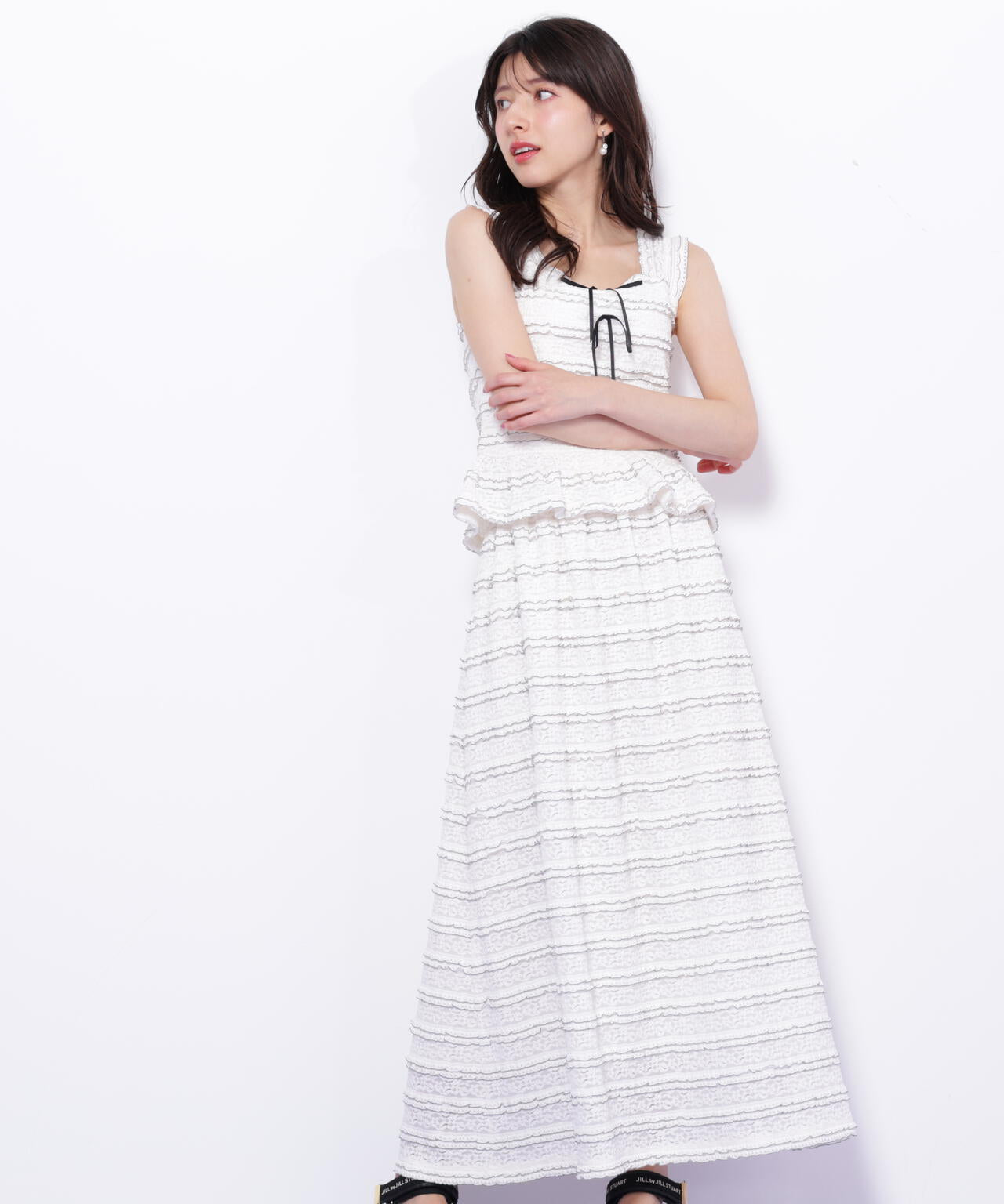 バイカラーストレッチレースセットアップ