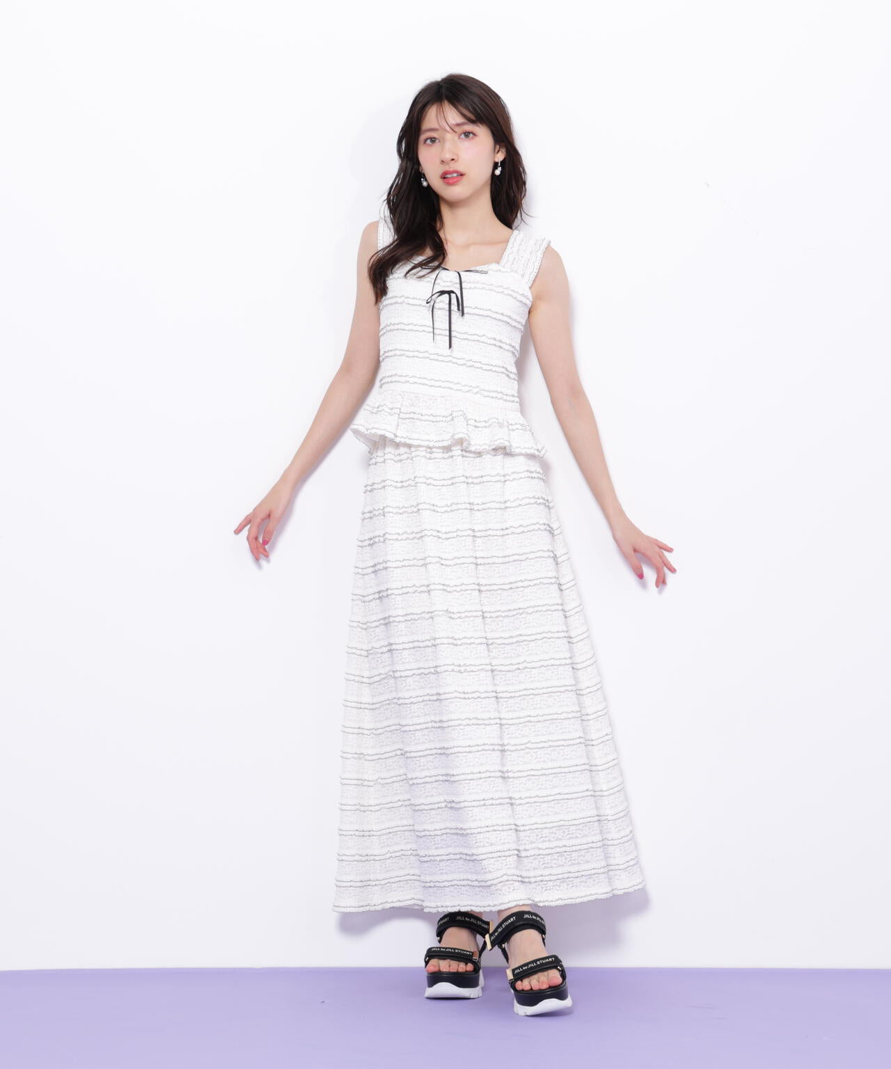 バイカラーストレッチレースセットアップ