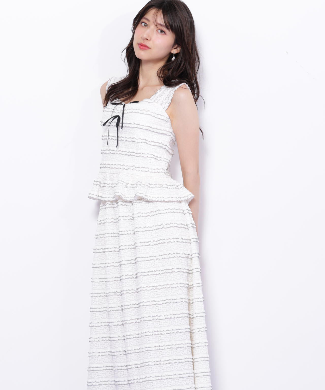 バイカラーストレッチレースセットアップ