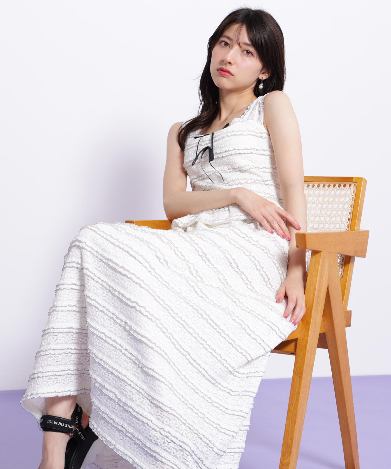 バイカラーストレッチレースセットアップ