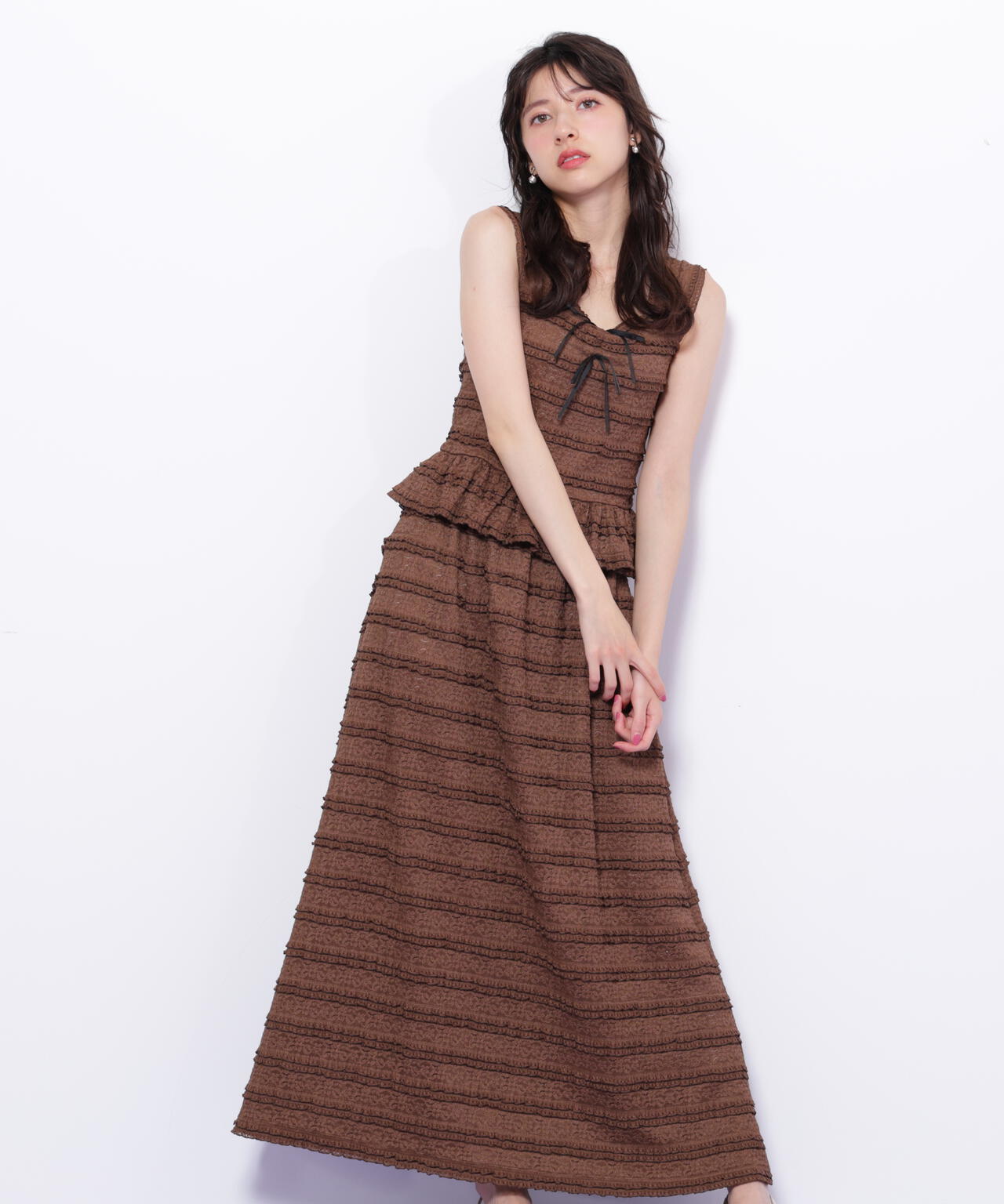 バイカラーストレッチレースセットアップ