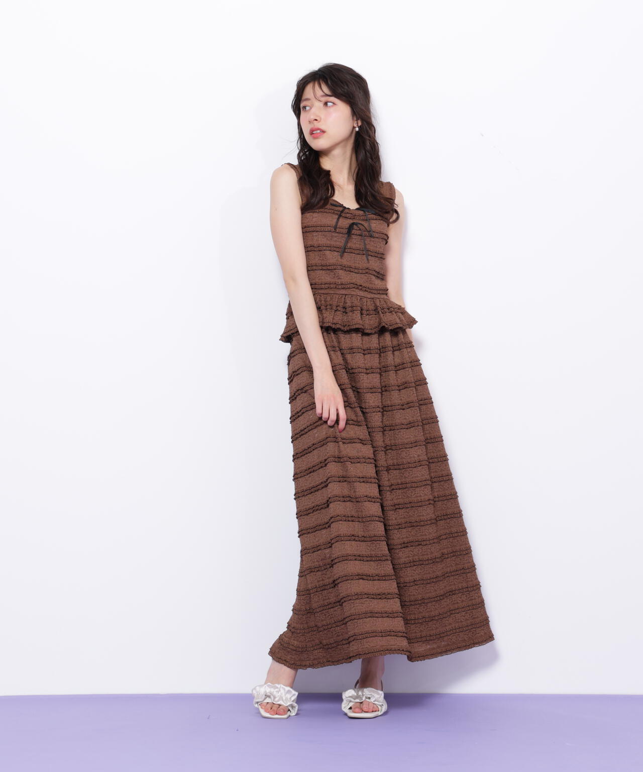 バイカラーストレッチレースセットアップ