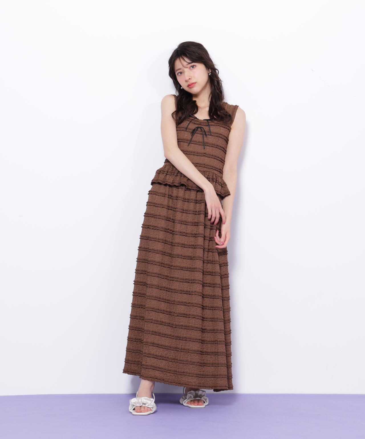 バイカラーストレッチレースセットアップ