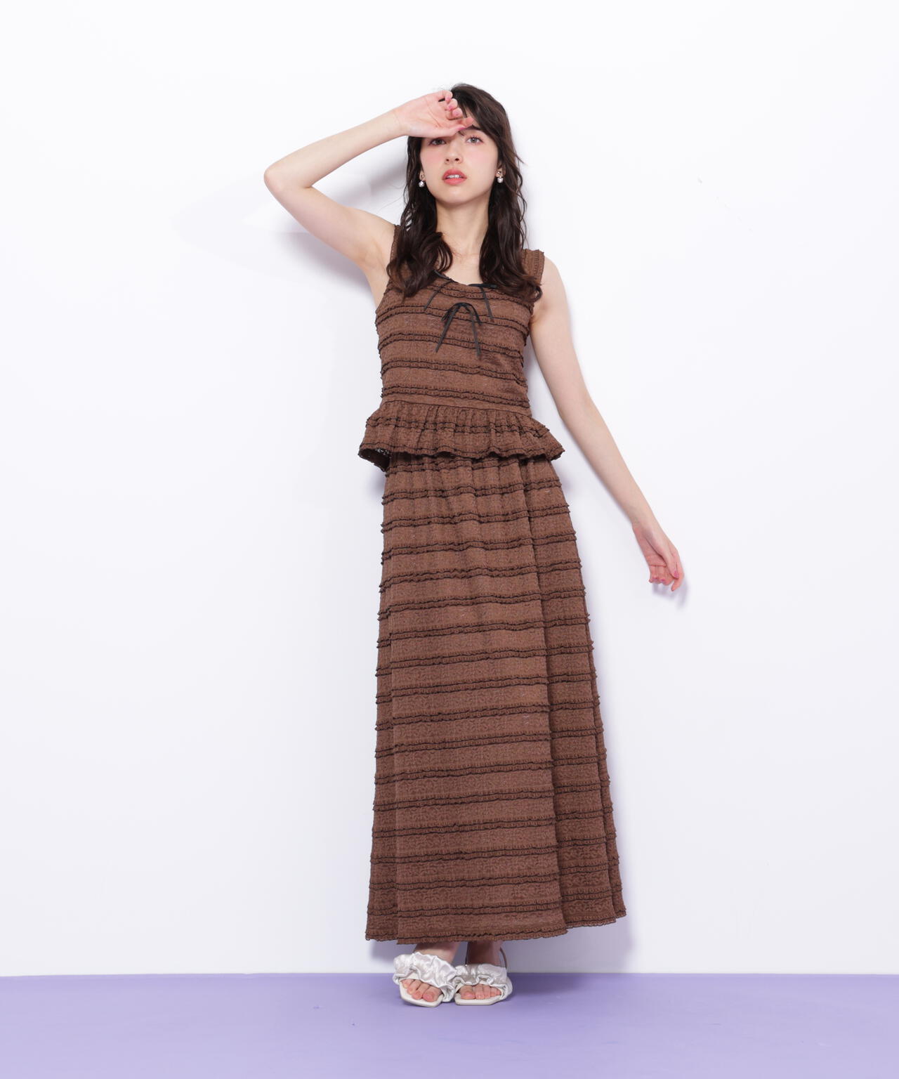 バイカラーストレッチレースセットアップ