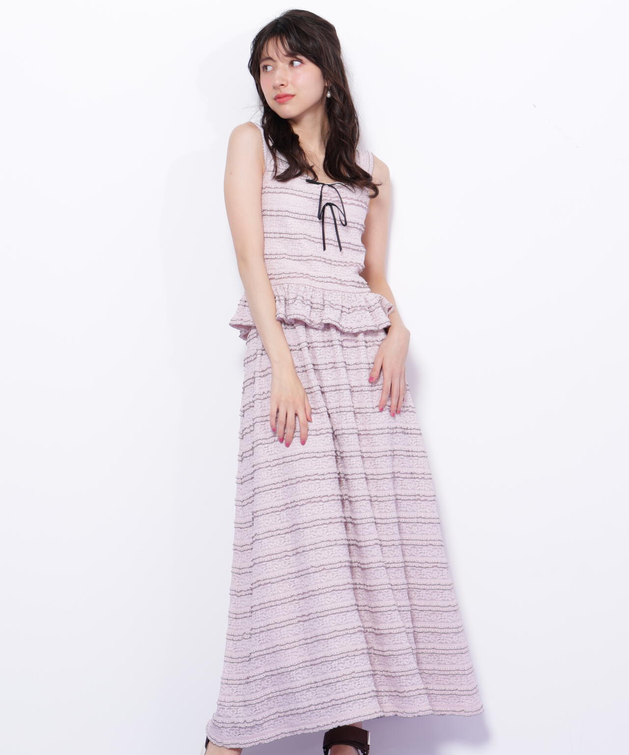 バイカラーストレッチレースセットアップ