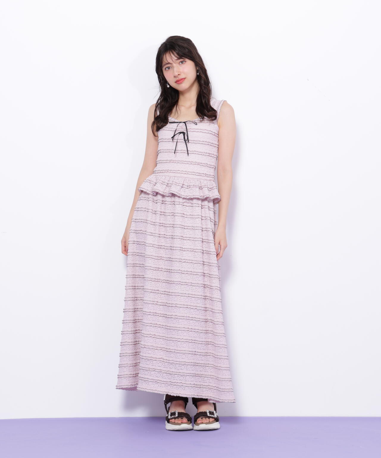 バイカラーストレッチレースセットアップ