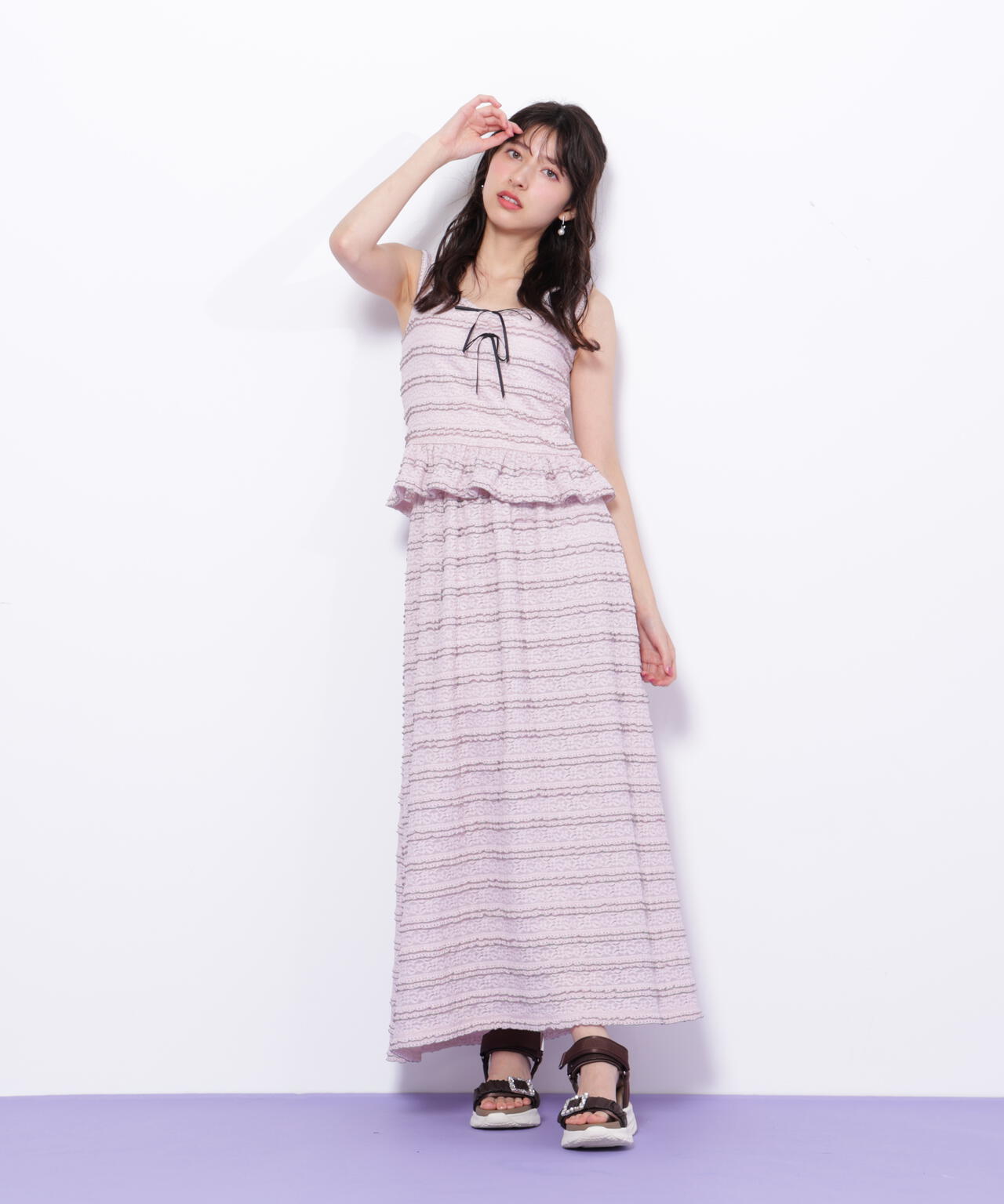 バイカラーストレッチレースセットアップ