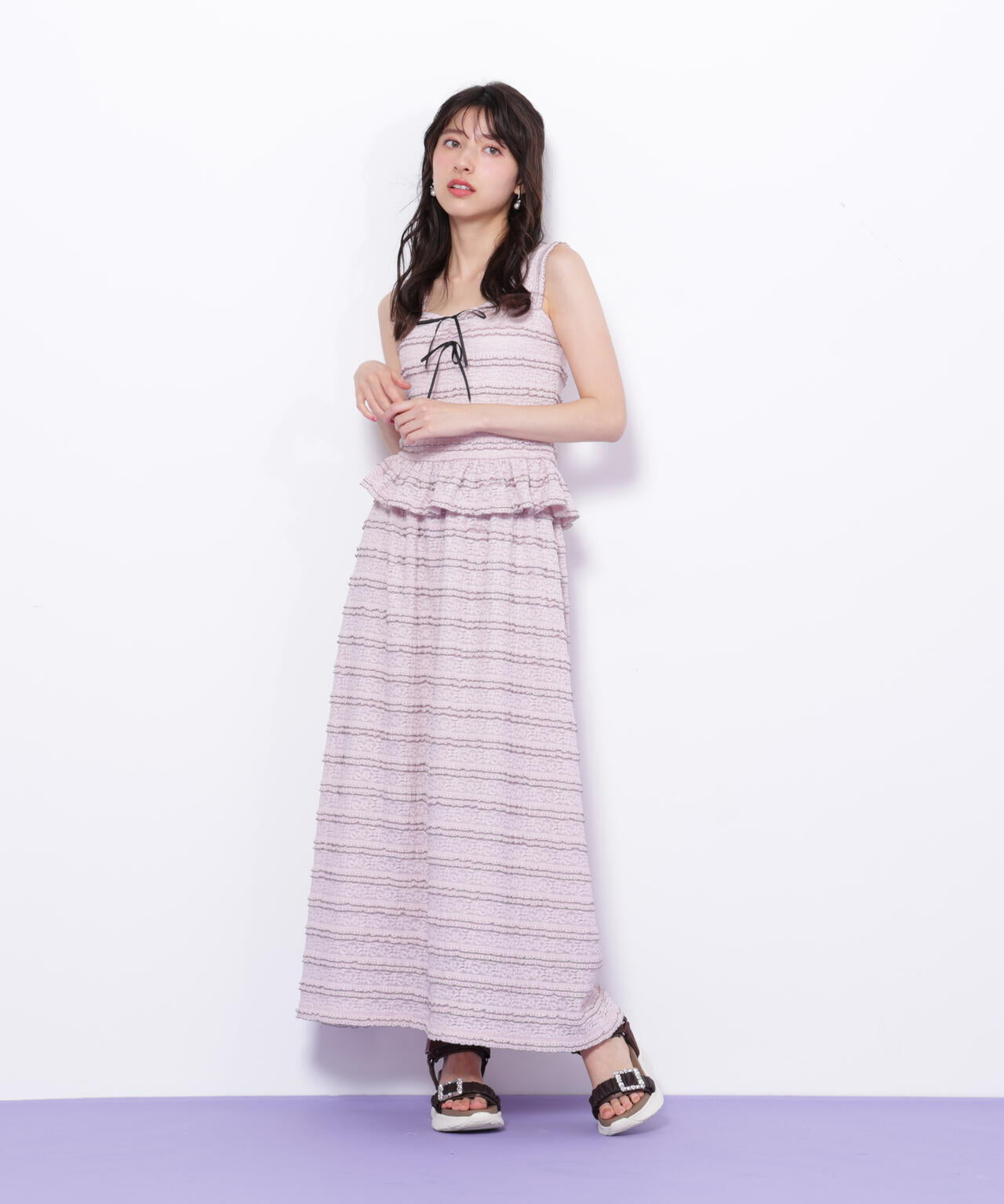 バイカラーストレッチレースセットアップ