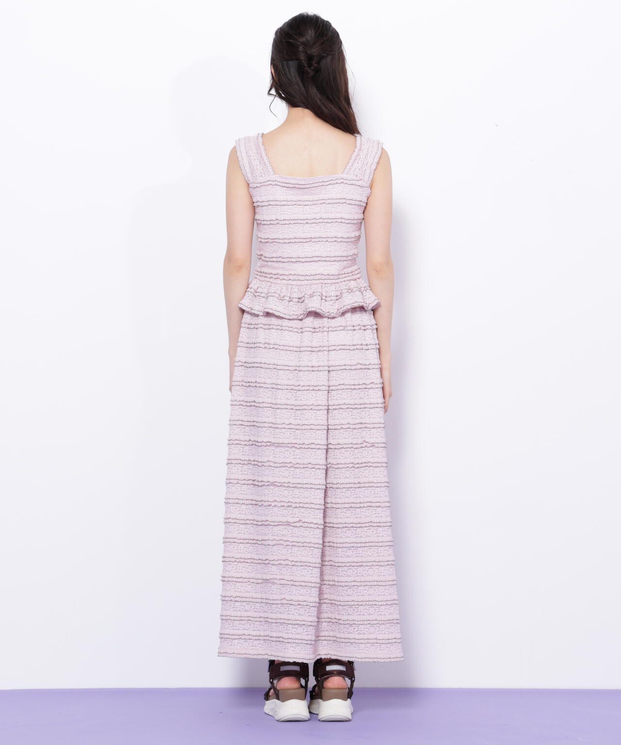 バイカラーストレッチレースセットアップ