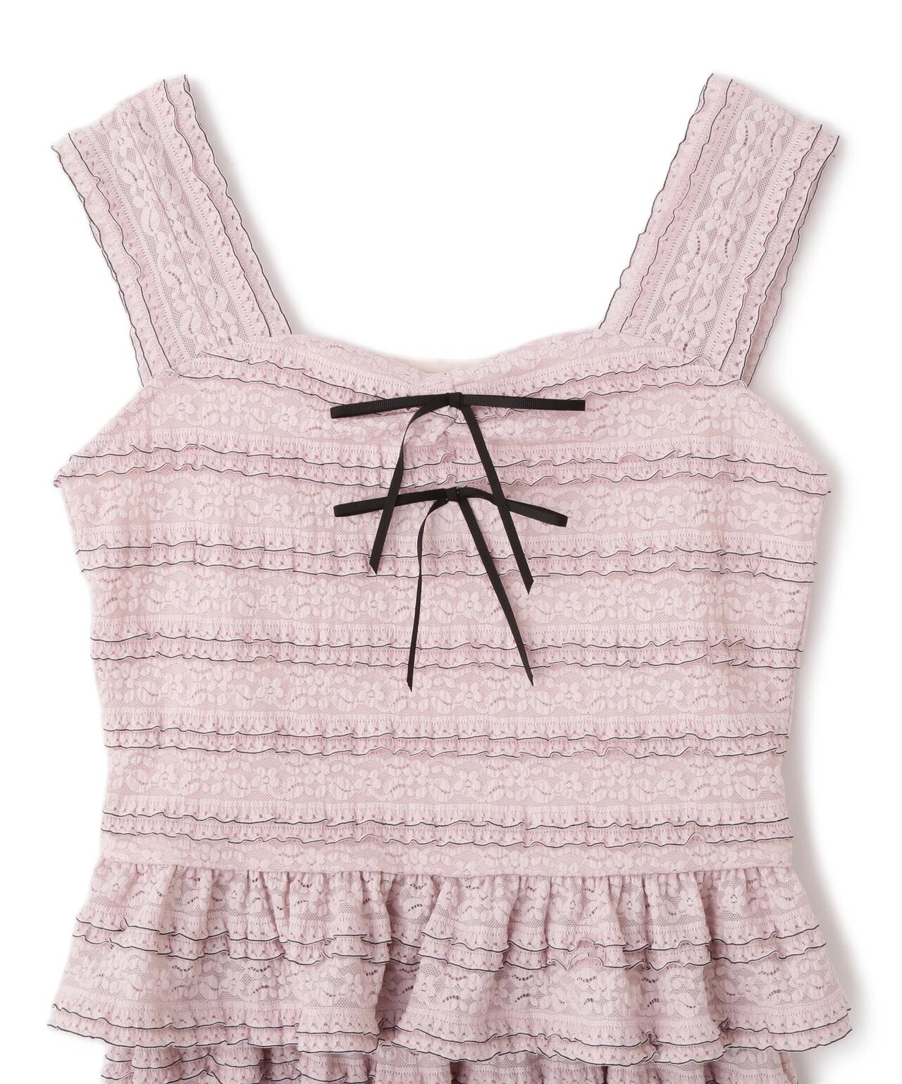 バイカラーストレッチレースセットアップ