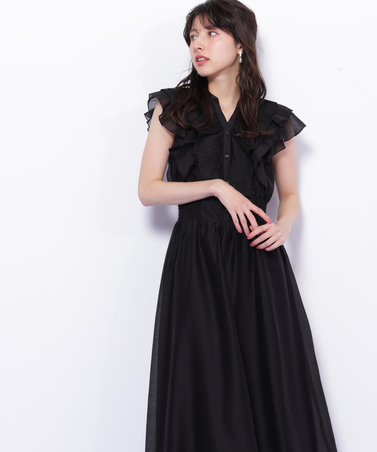 シアープリーツフリルワンピース