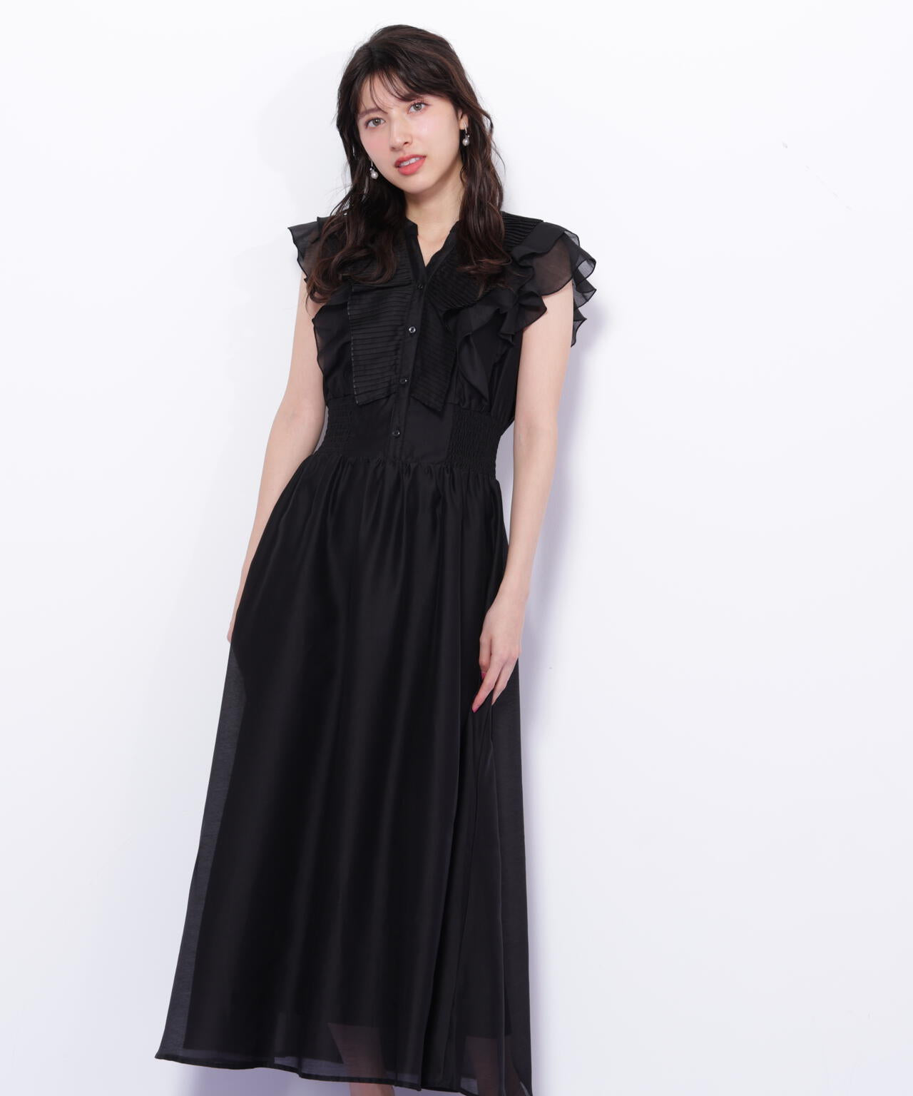 シアープリーツフリルワンピース