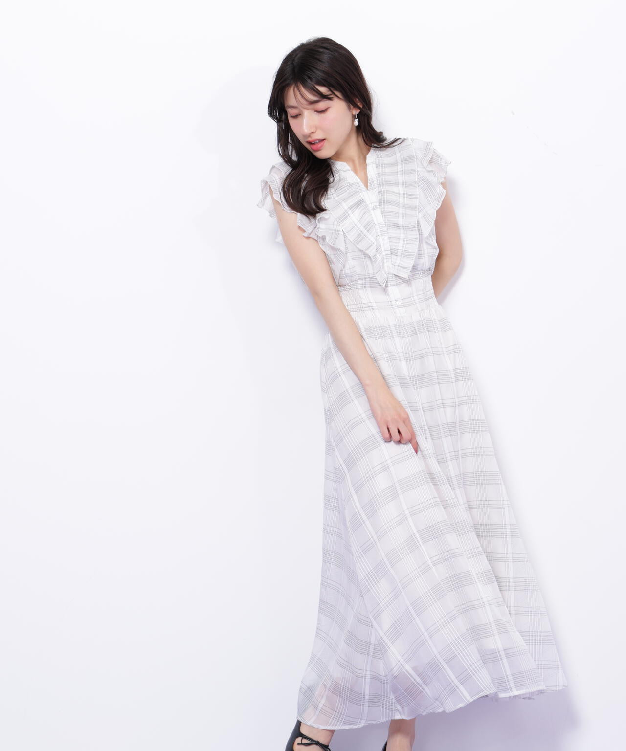 シアープリーツフリルワンピース