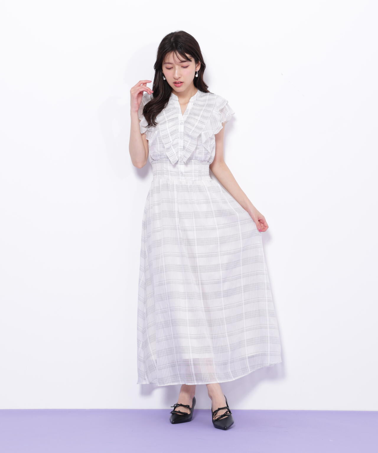 シアープリーツフリルワンピース