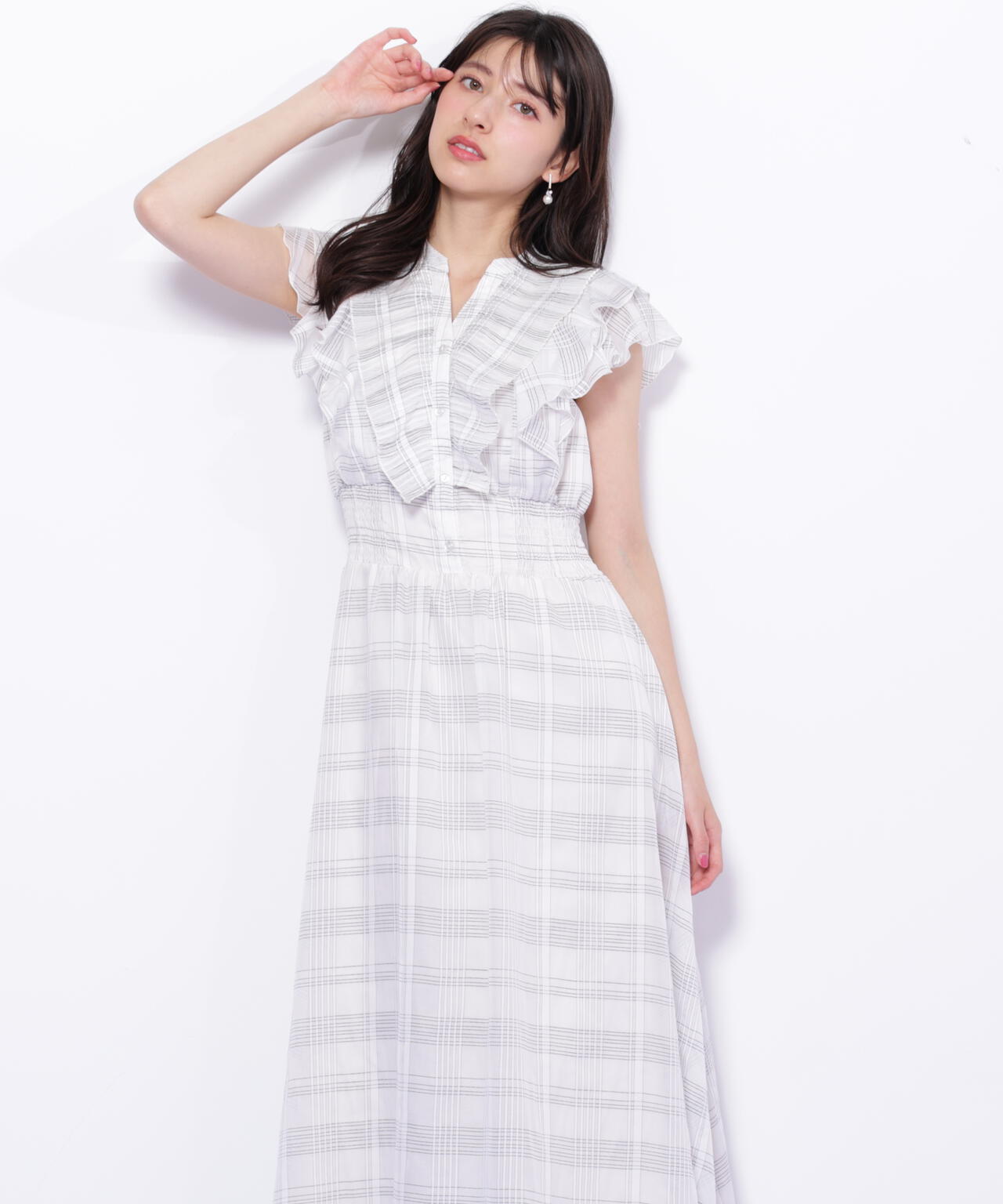 シアープリーツフリルワンピース