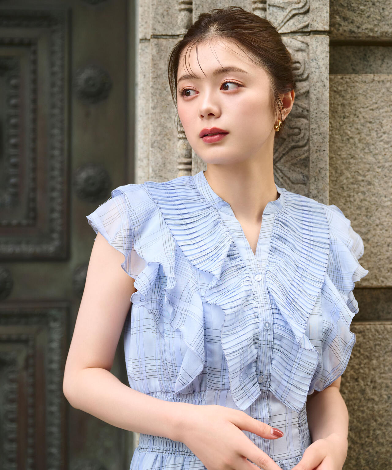 シアープリーツフリルワンピース