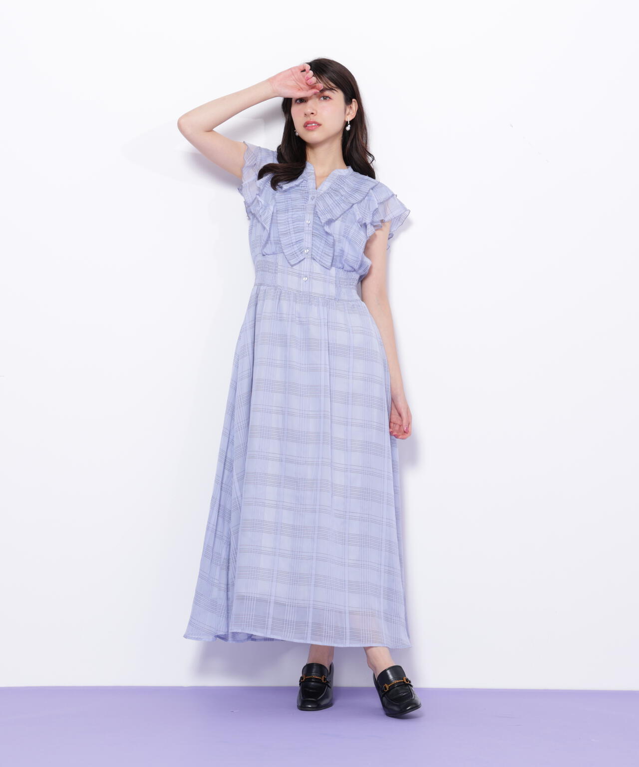 シアープリーツフリルワンピース