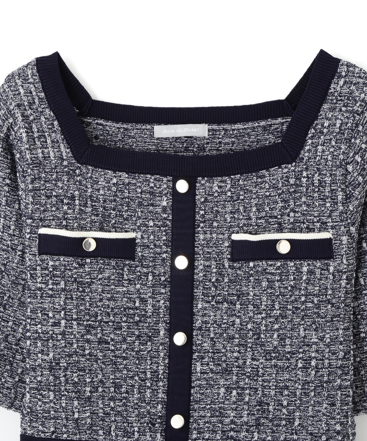 ミックスツイード切替ニットワンピース