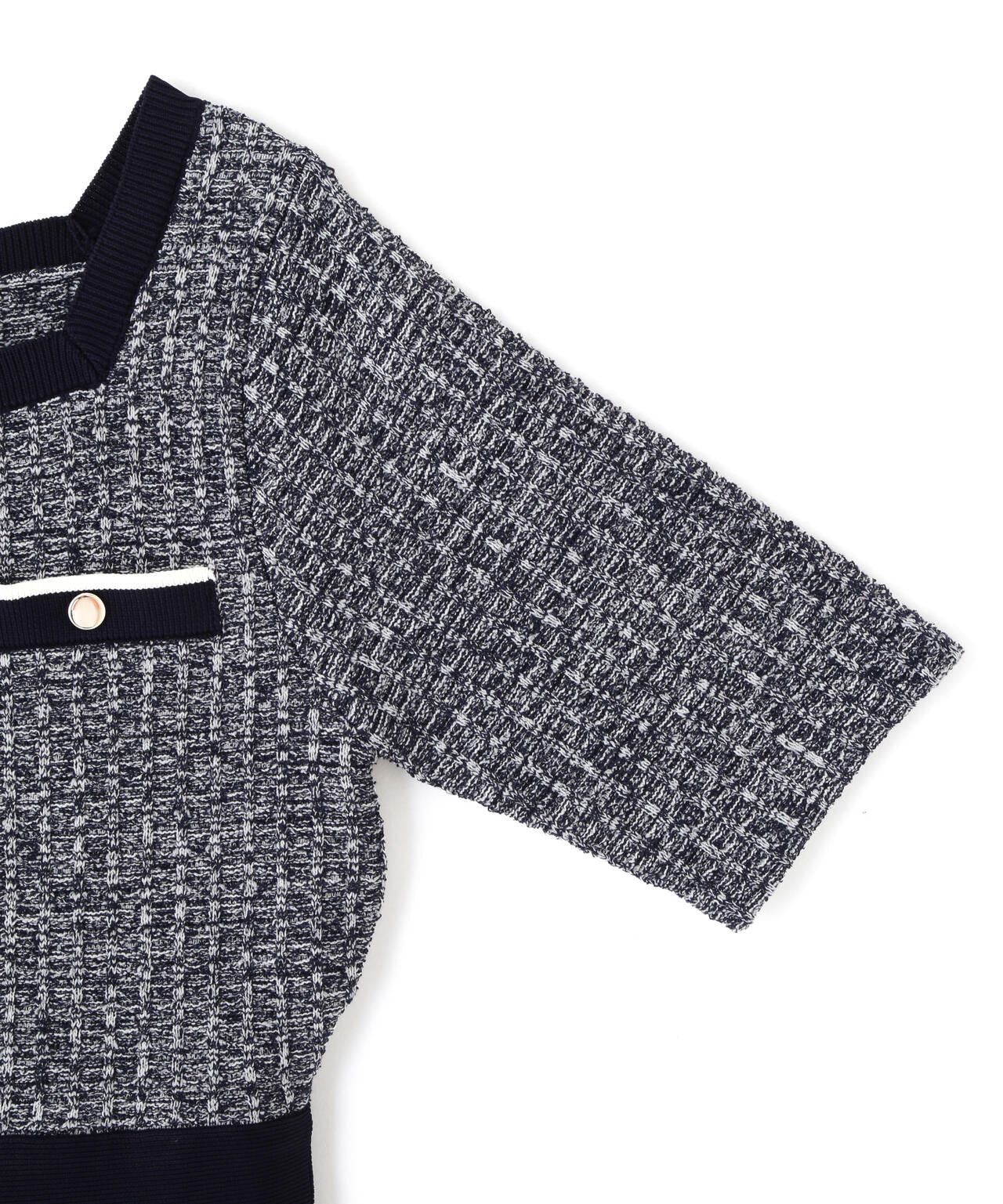 ミックスツイード切替ニットワンピース