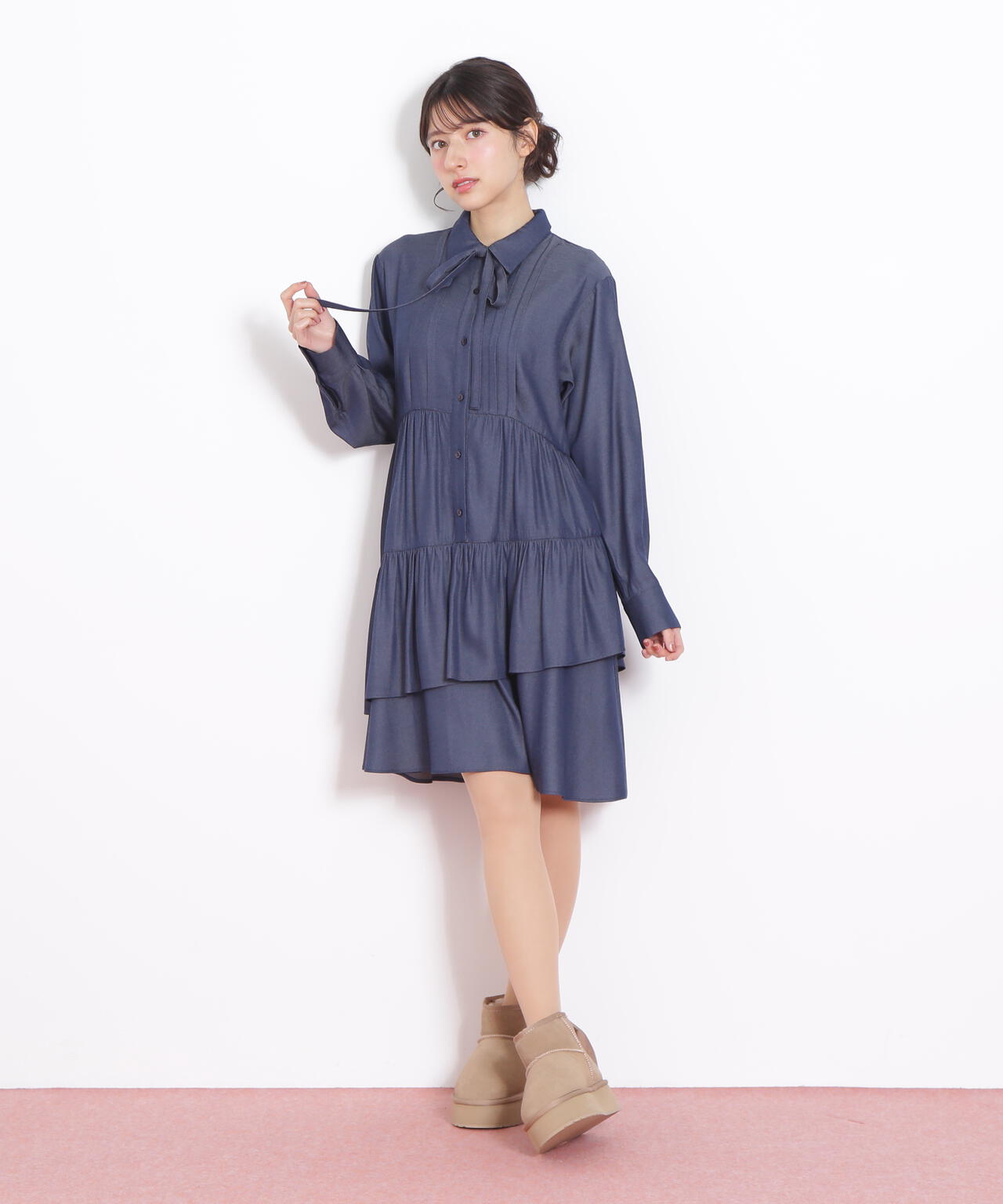 ティアードミニシャツワンピース