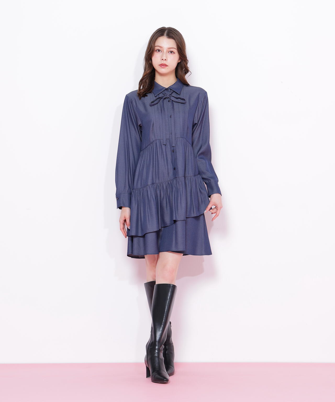 ティアードミニシャツワンピース