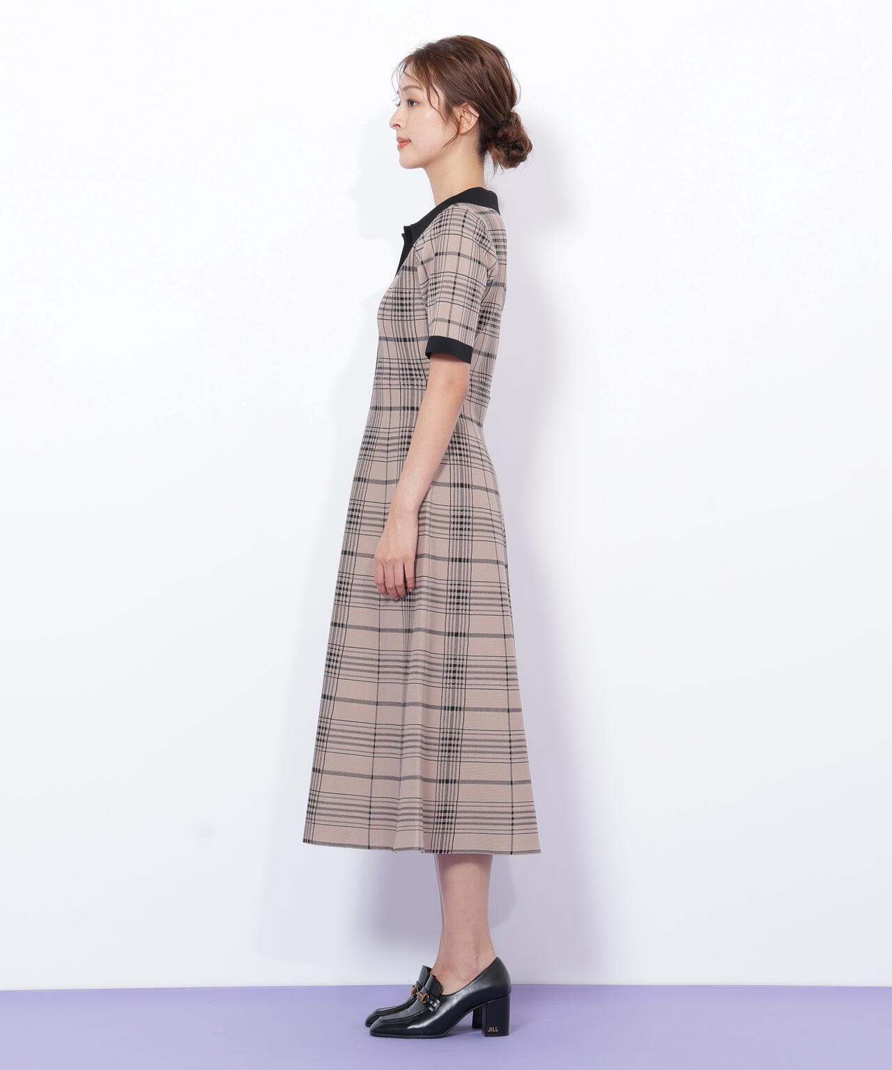 ビッグチェックニットワンピース
