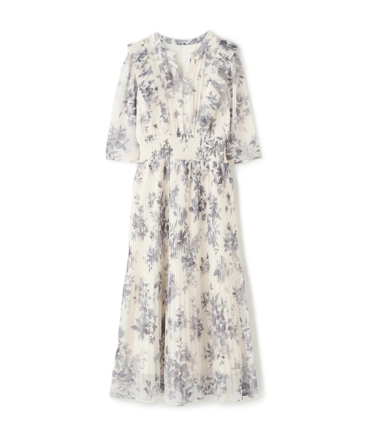 ぼかしフラワープリントワンピース