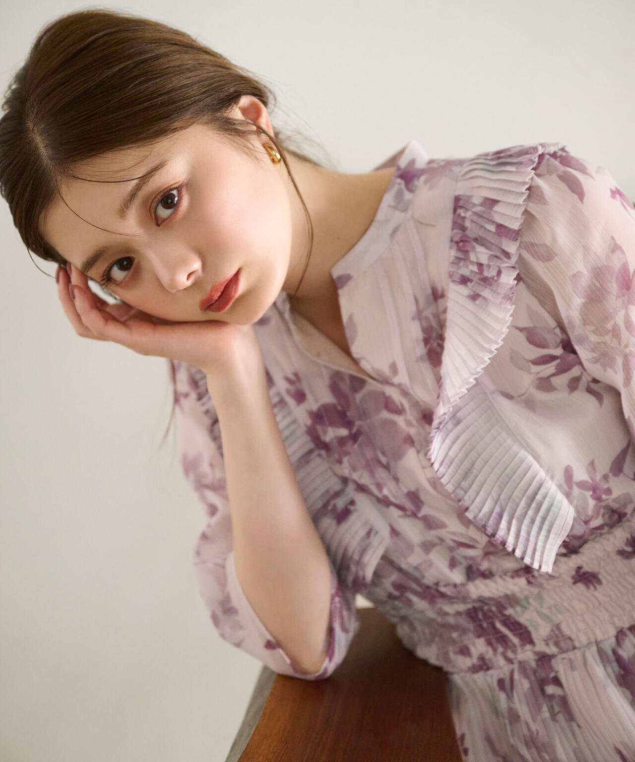 ぼかしフラワープリントワンピース