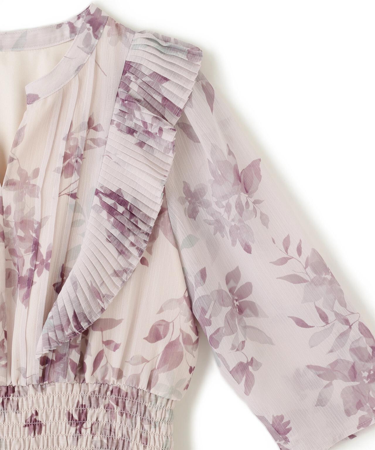 ぼかしフラワープリントワンピース