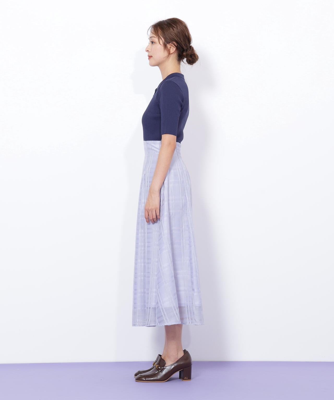 ポロ衿ドッキングワンピース