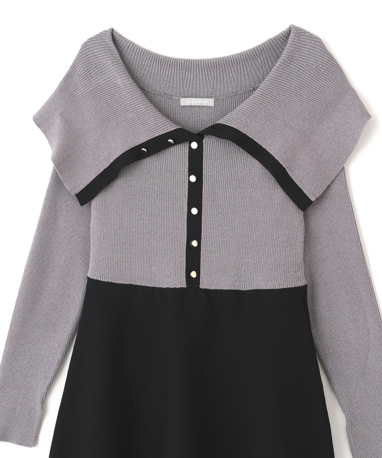 ビッグカラーニットワンピース