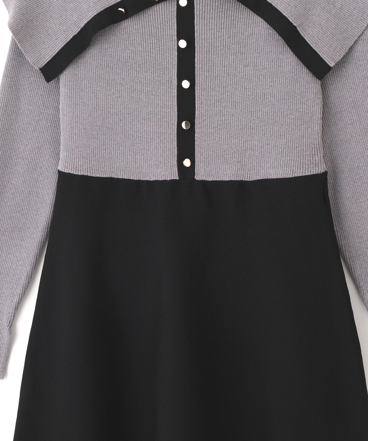 ビッグカラーニットワンピース