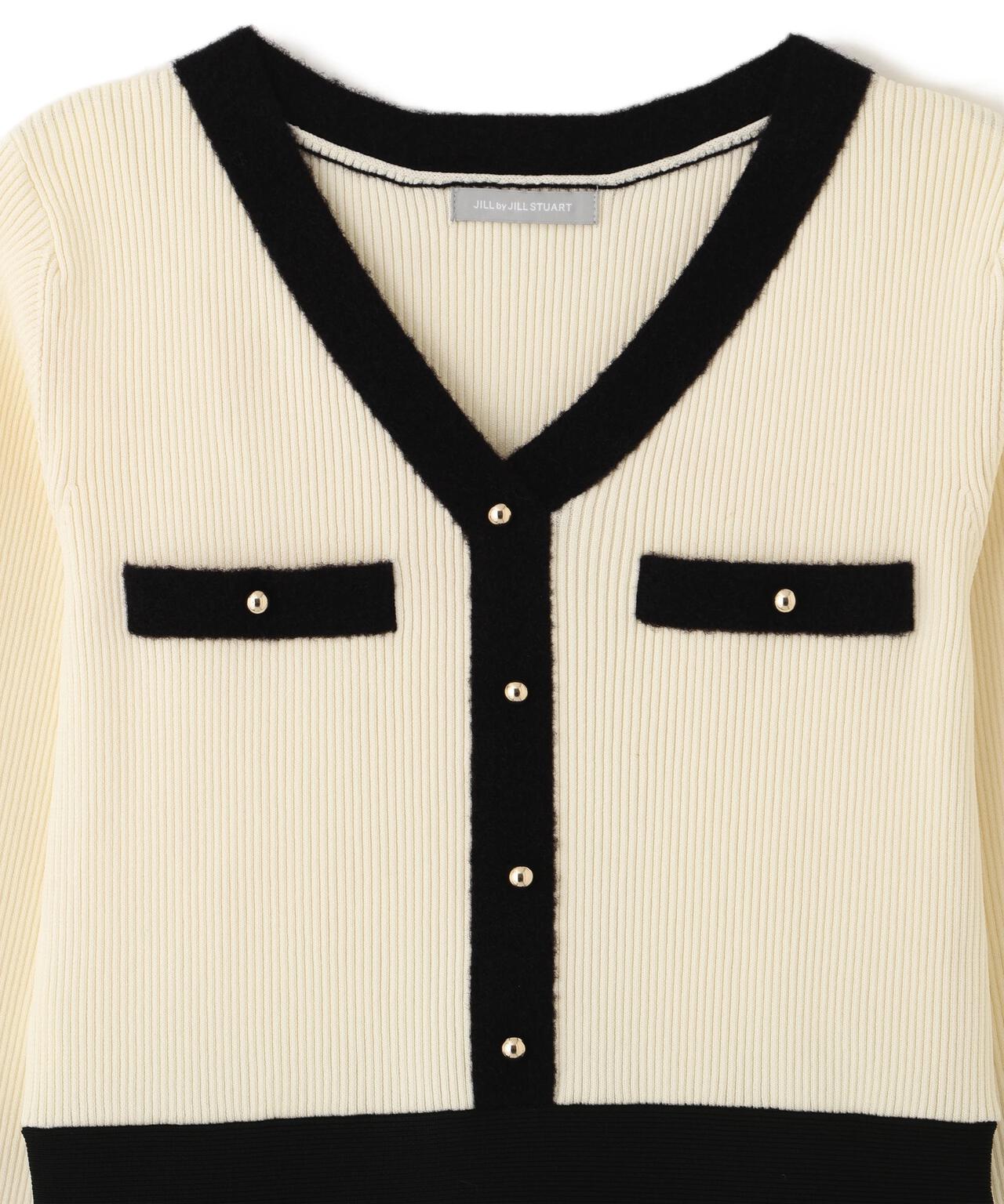 モールヤーントリミングニットワンピース