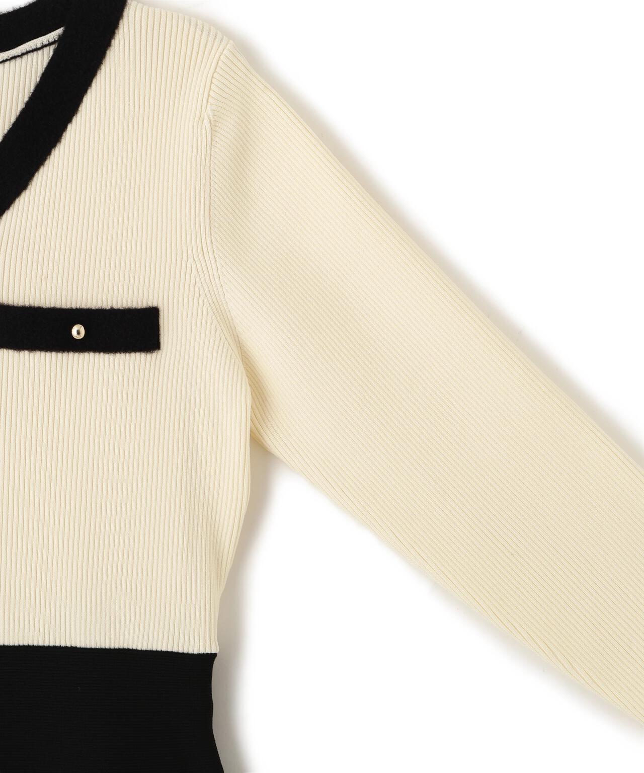 モールヤーントリミングニットワンピース