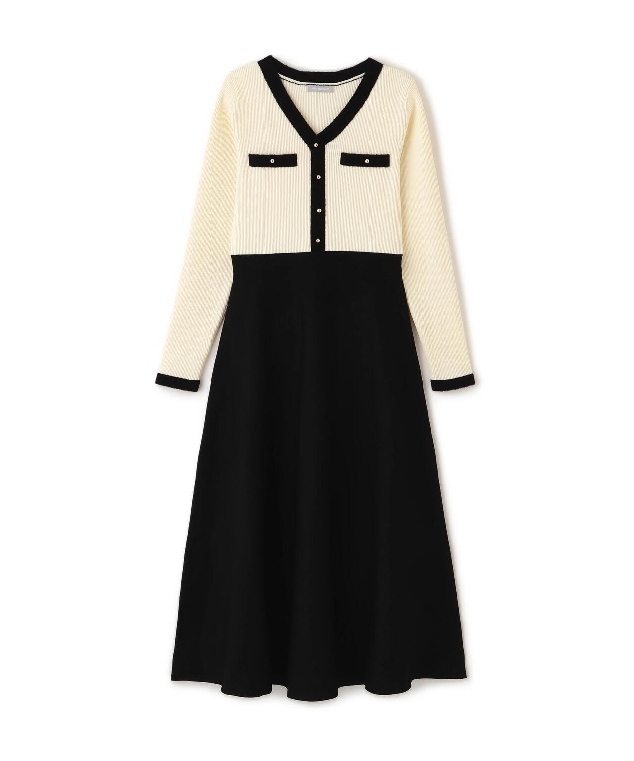 モールヤーントリミングニットワンピース