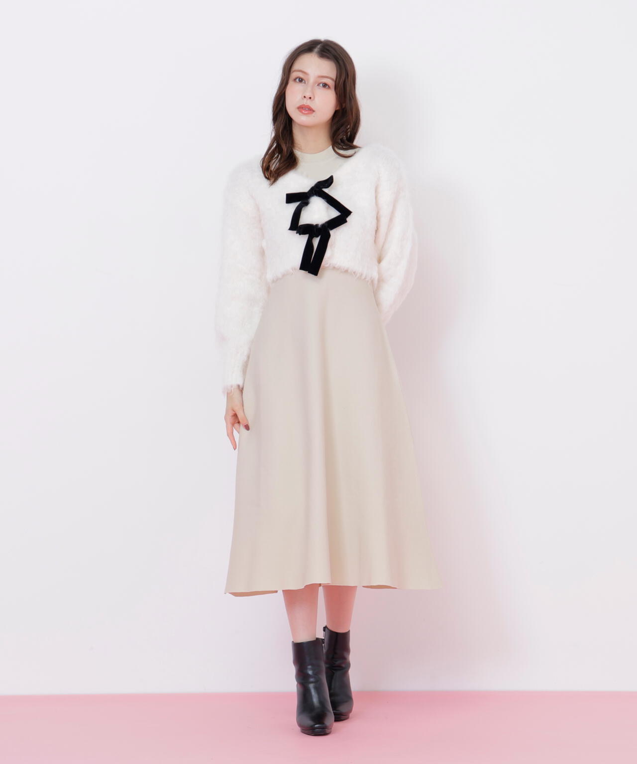 起毛カーデニットワンピースセット