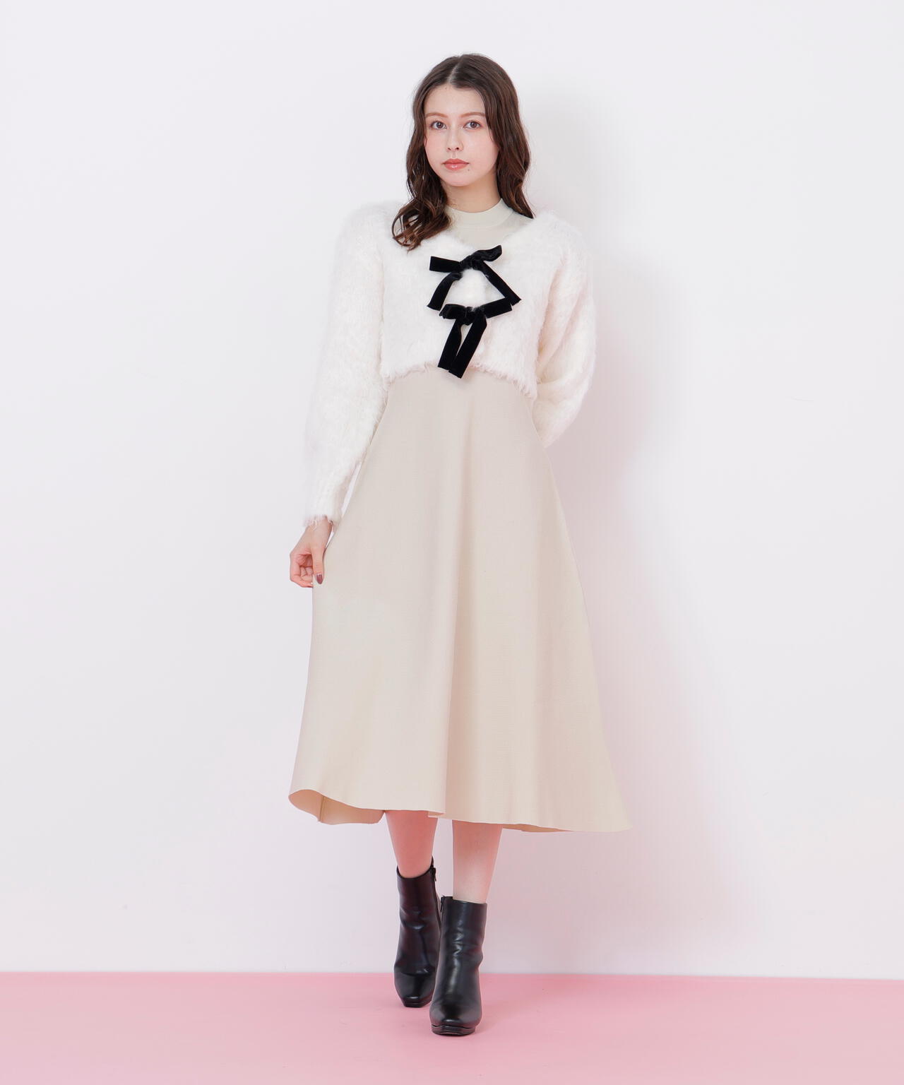 起毛カーデニットワンピースセット